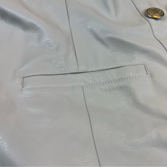 GRAVER Susan Graver Faux Leather Long Sleeve Jacket Pale Stone Color Size 12 - Picture 5 of 13